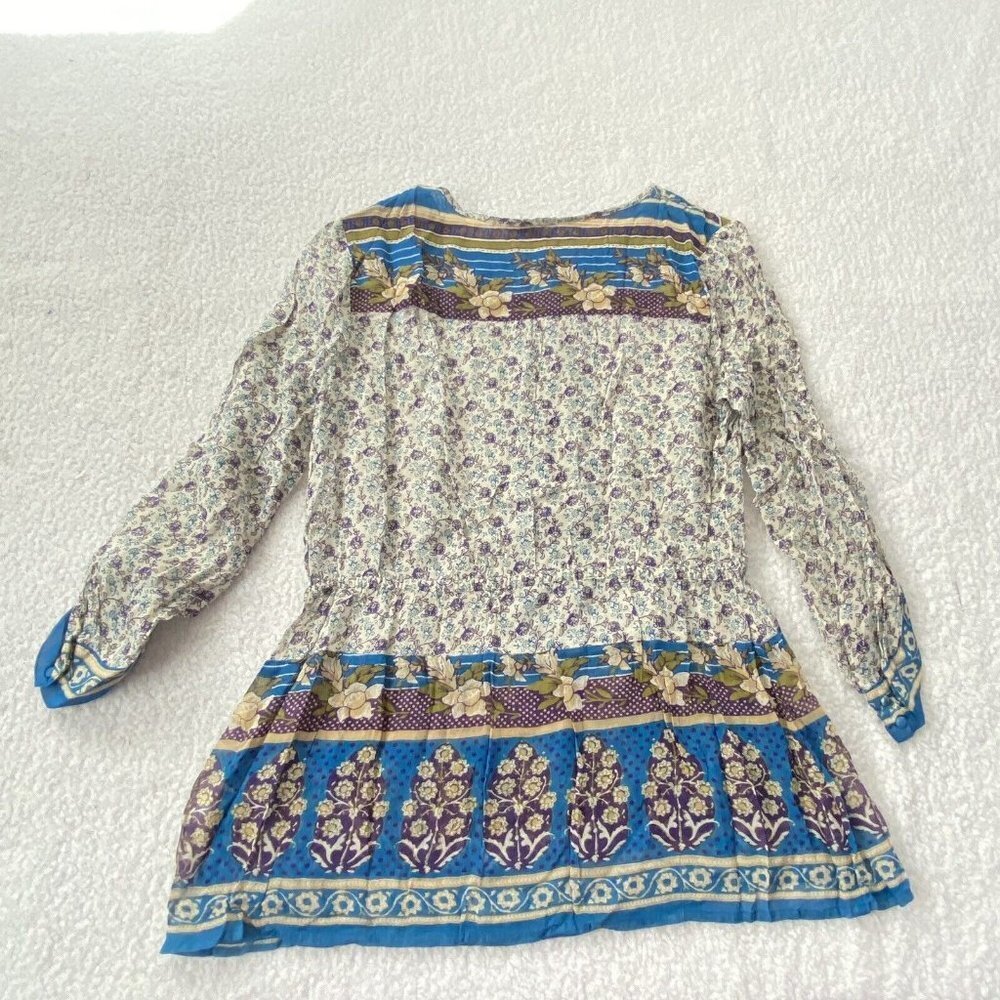 Lucky Brand Blouse Womens L Blue Purple Peasant Y2K Fairy Boho Festival‎ Artsy - Picture 11 of 16